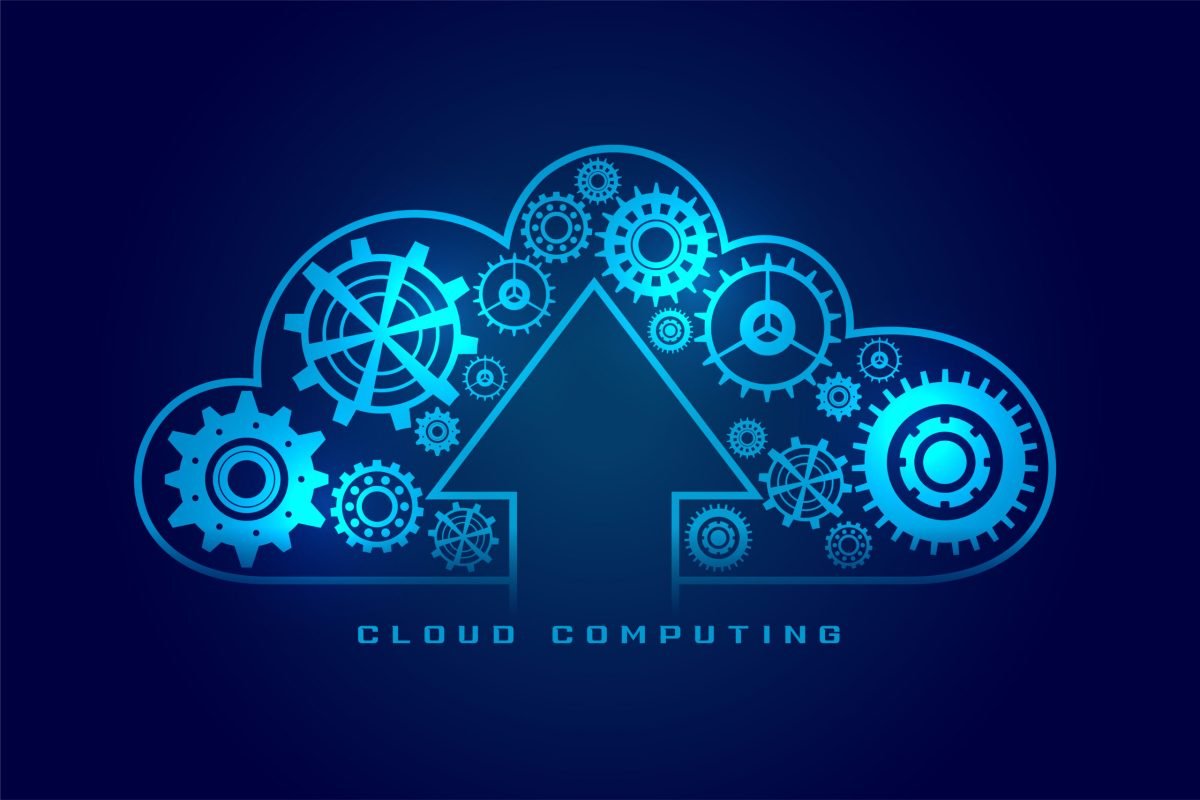 futuristic cloud gear tech background for online server vector
